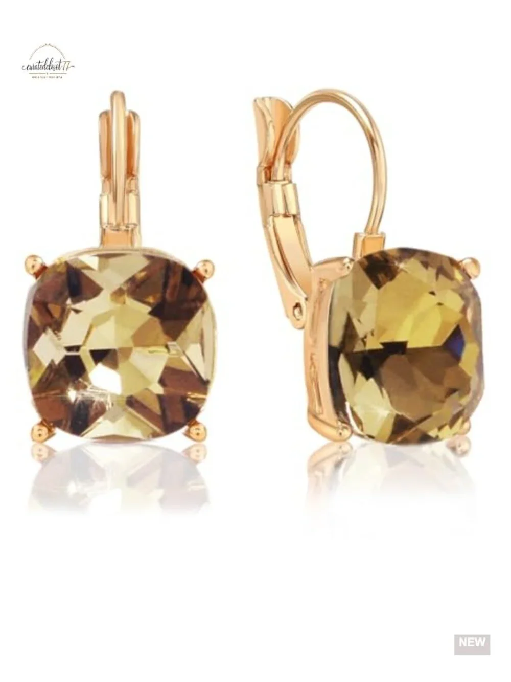 Sparkly Square Dangle Earrings - Leverback Glitter Statement Earrings for Women
